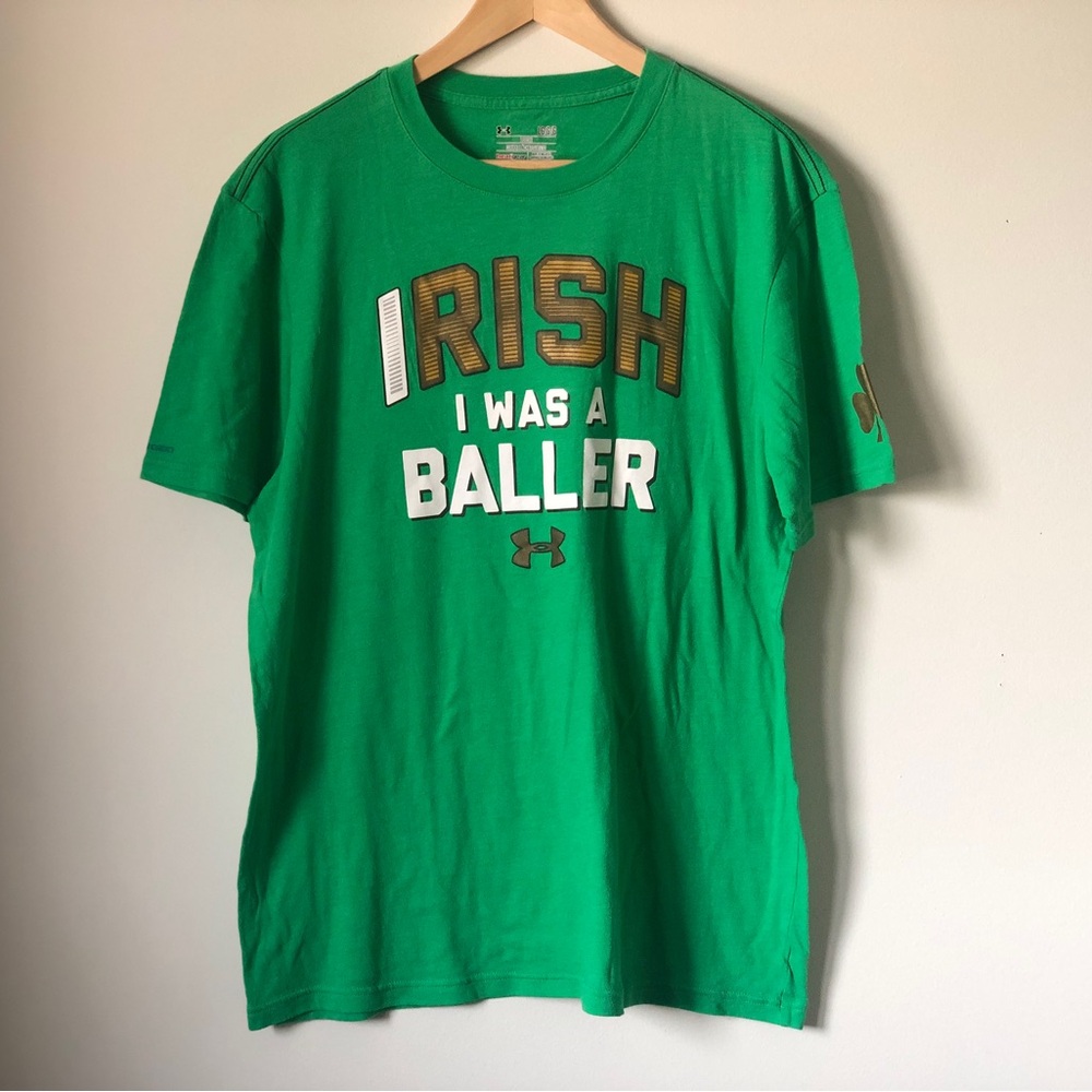 Under Armour ‘Irish I Was A Baller’ tee - size large - St Patricks green tee